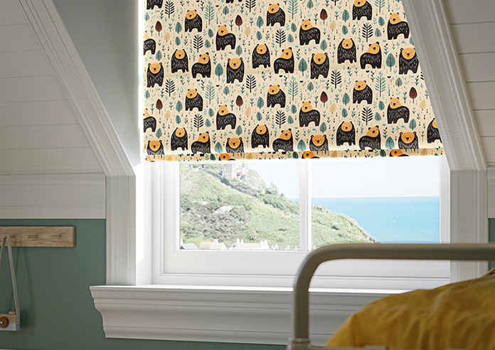 Bear Necessities, Soft Teal - Motorised Roman Blind - Image 5